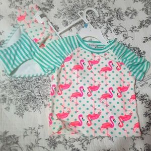 Flapdoodles Flamingo Swimsuit 2 Piece Size 5